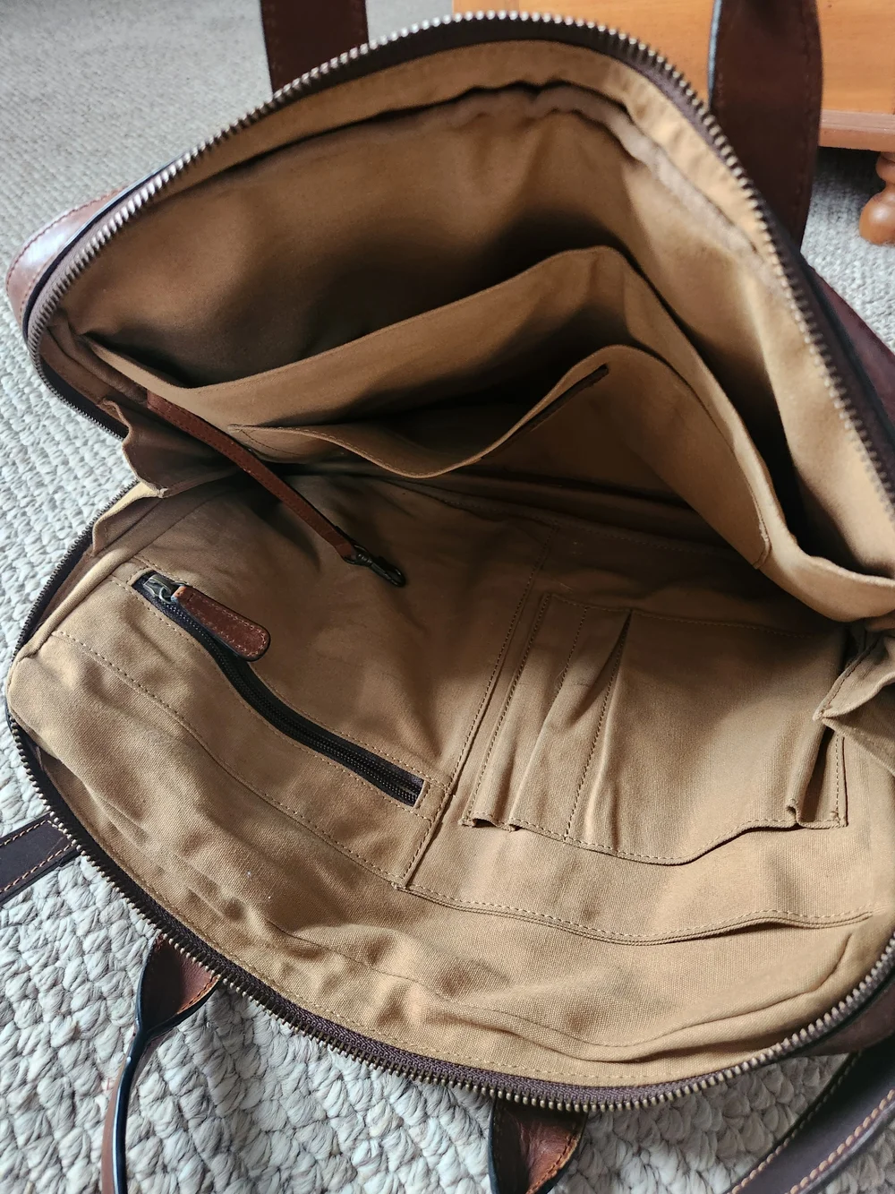 Frye Men’s Canvas & Leather Messenger Bag in Khaki/Brown